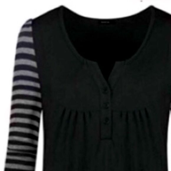 V-Neck Henley Striped Sleeves S/L/XL - Picture 6 of 10
